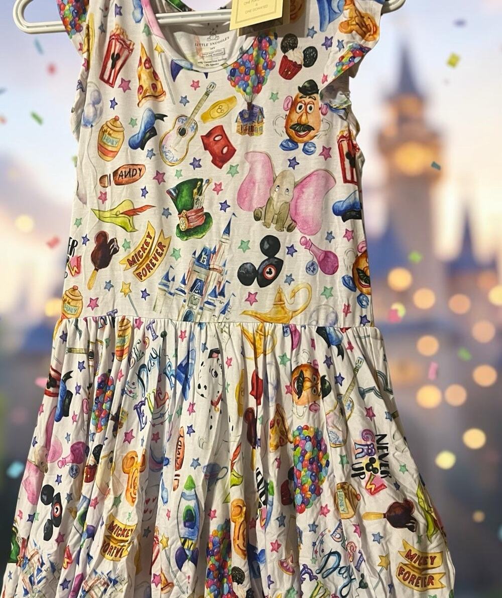 Little Snuggles Girls 16 Bamboo Twirl Dress Best Day Ever Theme Park NWT Flutter